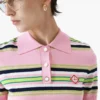 Rosa-grün gestreiftes, tailliertes Poloshirt Rosa-grün gestreiftes, tailliertes Poloshirt
