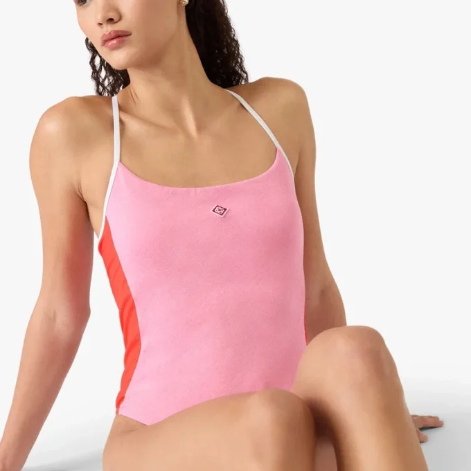 Rosa Monogram-Badeanzug