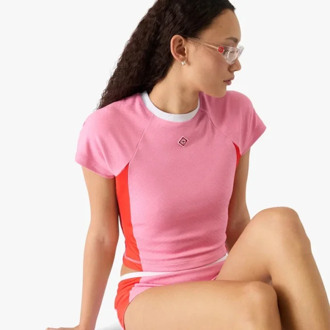 Rosa Monogram-Rash-Top mit kurzen Shorts Rosa Monogram-Rash-Top mit kurzen Shorts