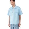 Satin-Shirt mit Viertelreißverschluss und Shorts mit kurzen Ärmeln Satin-Shirt mit Viertelreißverschluss und Shorts mit kurzen Ärmeln