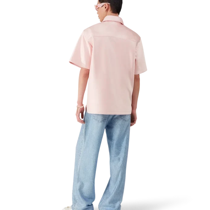 Satin-Shirt mit Viertelreißverschluss und Shorts mit kurzen Ärmeln Satin-Shirt mit Viertelreißverschluss und Shorts mit kurzen Ärmeln