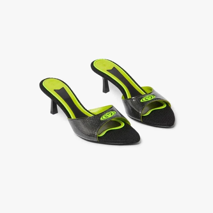 Schwarze Mule-Sandalen mit Absatz