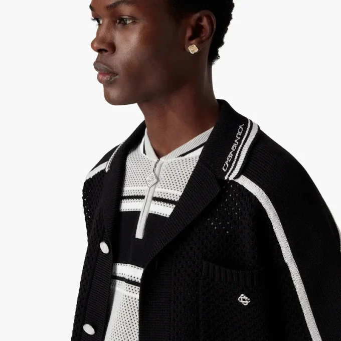 Schwarzes Kurzarm-Mesh-Hemd