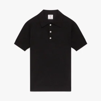 Schwarzes Pointelle-Monogramm-Poloshirt mit Shorts