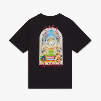 Schwarzes Tennis-Landschafts-T-Shirt mit Shorts und kurzen Ärmeln