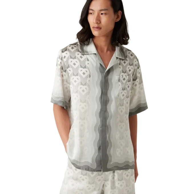 Seidenhemd mit Herz-Monogramm in Farbverlauf