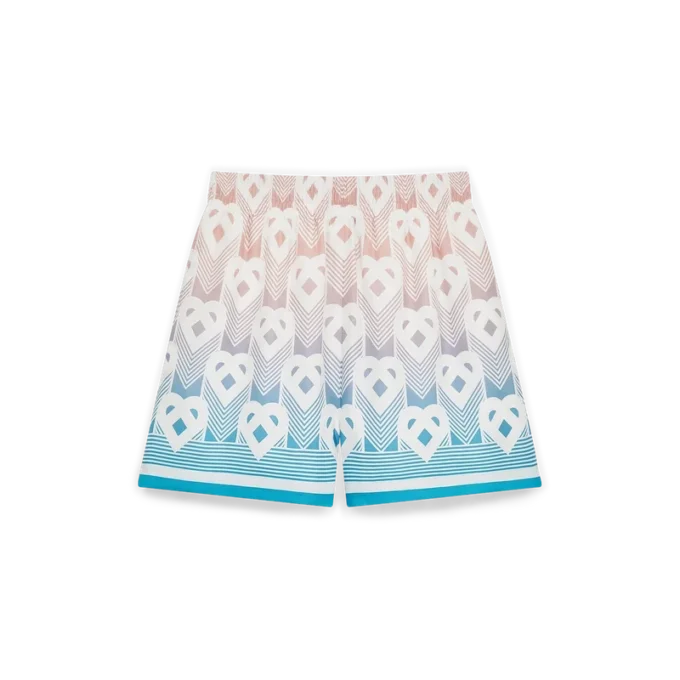Seidenshorts mit Herz-Monogramm in Farbverlauf