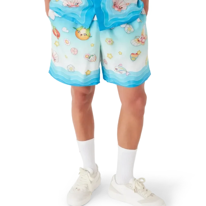 Seidentwill-Shorts mit Kawaii-Motiv