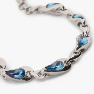 Silber- und blaues Wassertropfen-Armband aus Messing