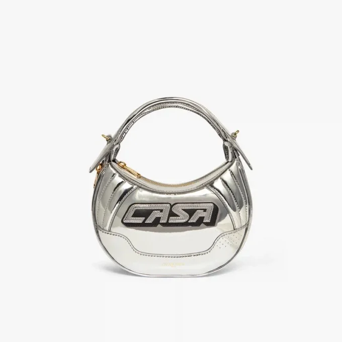 Silberne Biker-Tasche