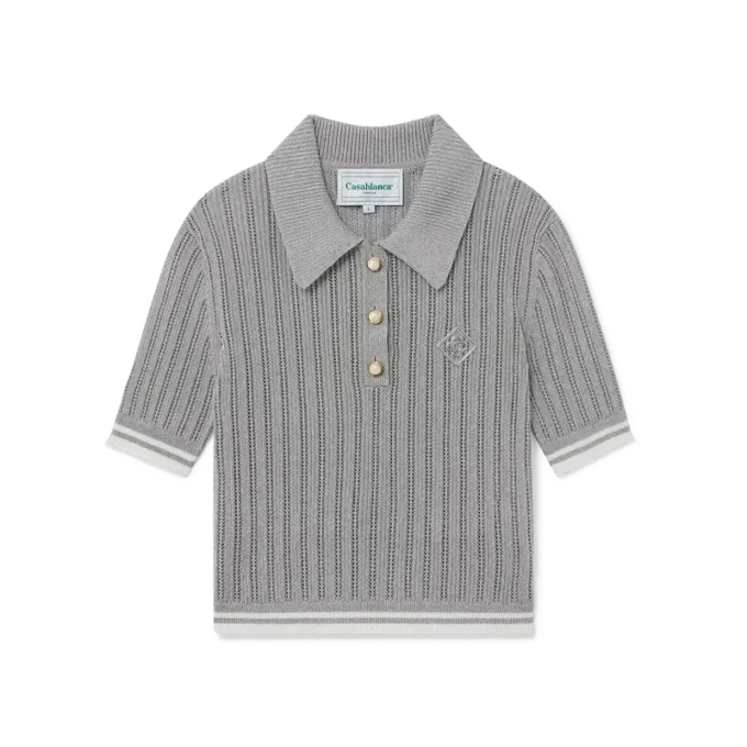 Silbernes Kurzarm-Poloshirt