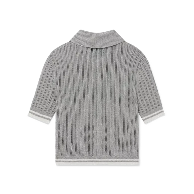 Silbernes Kurzarm-Poloshirt