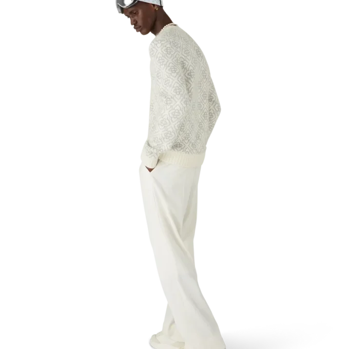 Silbernes Monogramm aus Mohair-Mischung mit Rundhalsausschnitt