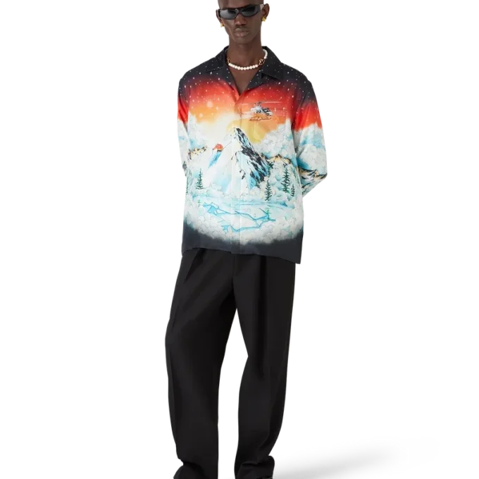 Ski Lake Langarmhemd aus Seidentwill Ski Lake Langarmhemd aus Seidentwill