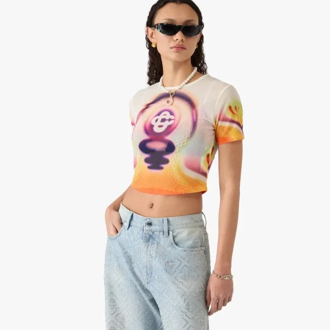 Sporchid-bedrucktes Mesh-Baby-Shorts-T-Shirt mit kurzen Ärmeln