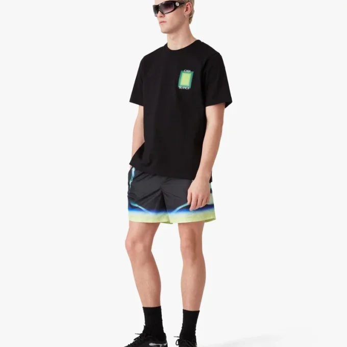 Sporchid Black Printed Swim Shorts