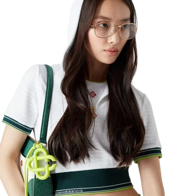 Strukturiertes, verkürztes Tennis-Kapuzenshirt aus Velours