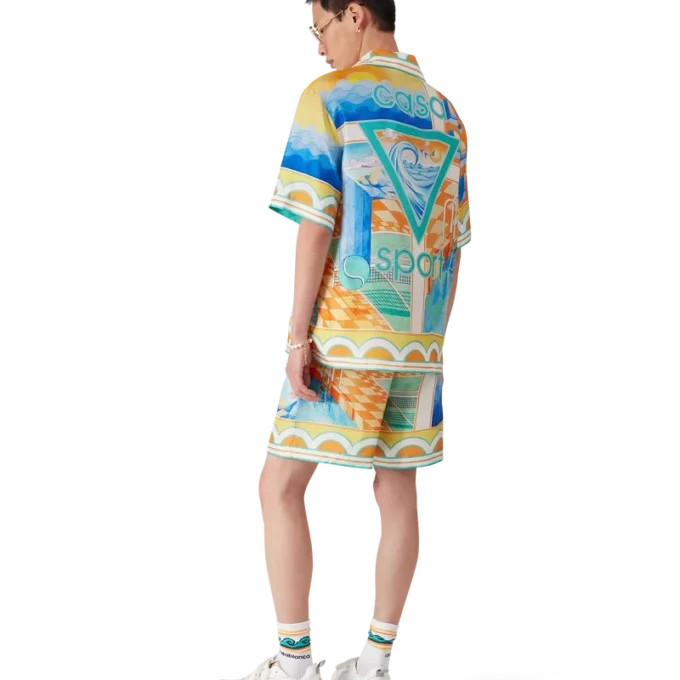 Surreal Pool Kurzarm-Seiden-Shorts Surreal Pool Kurzarm-Seiden-Shorts
