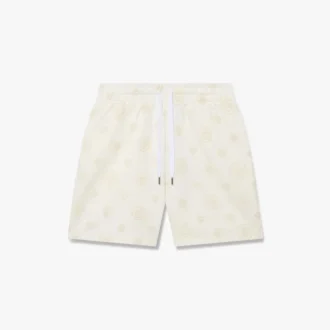 Sweatshorts mit cremefarbener Monogramm-Applikation