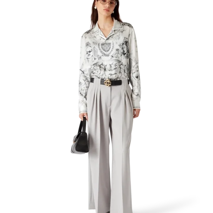 Tattoo-Seidenhemd mit langen Ärmeln Tattoo-Seidenhemd mit langen Ärmeln