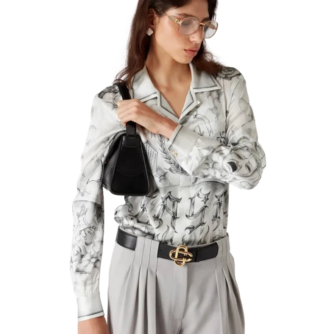 Tattoo-Seidenhemd mit langen Ärmeln Tattoo-Seidenhemd mit langen Ärmeln