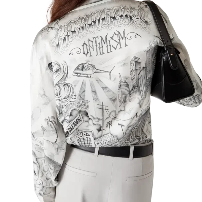 Tattoo-Seidenhemd mit langen Ärmeln Tattoo-Seidenhemd mit langen Ärmeln