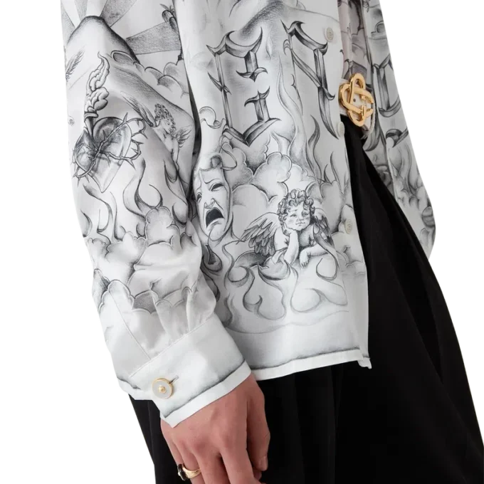 Tattoo-Seidenhemd mit langen Ärmeln Tattoo-Seidenhemd mit langen Ärmeln