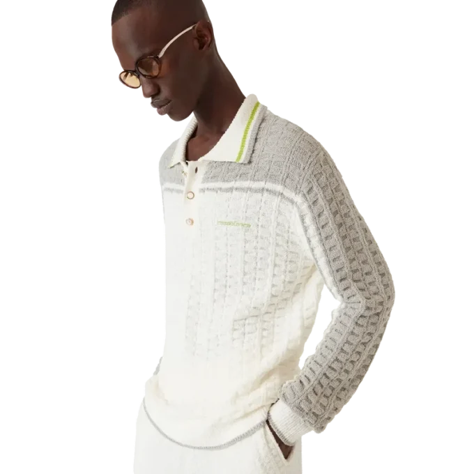 Tennis Bouclé Langarm-Poloshirt