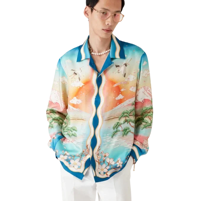 Tennis Club Langarm-Seidenhemd