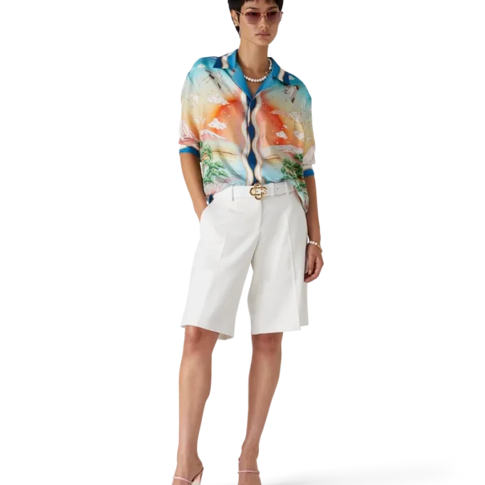 Tennis Club Seidenhemd mit langen Ärmeln