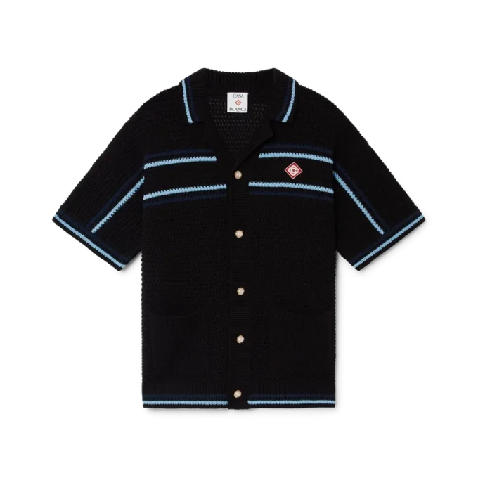 Tennis-Häkelhemd aus Baumwolle mit kurzen Ärmeln