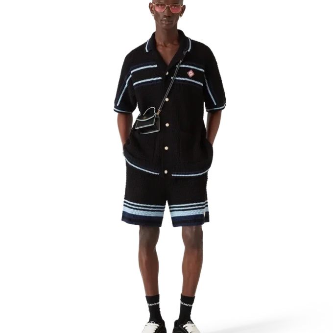 Tennis-Häkelhemd aus Baumwolle mit kurzen Ärmeln