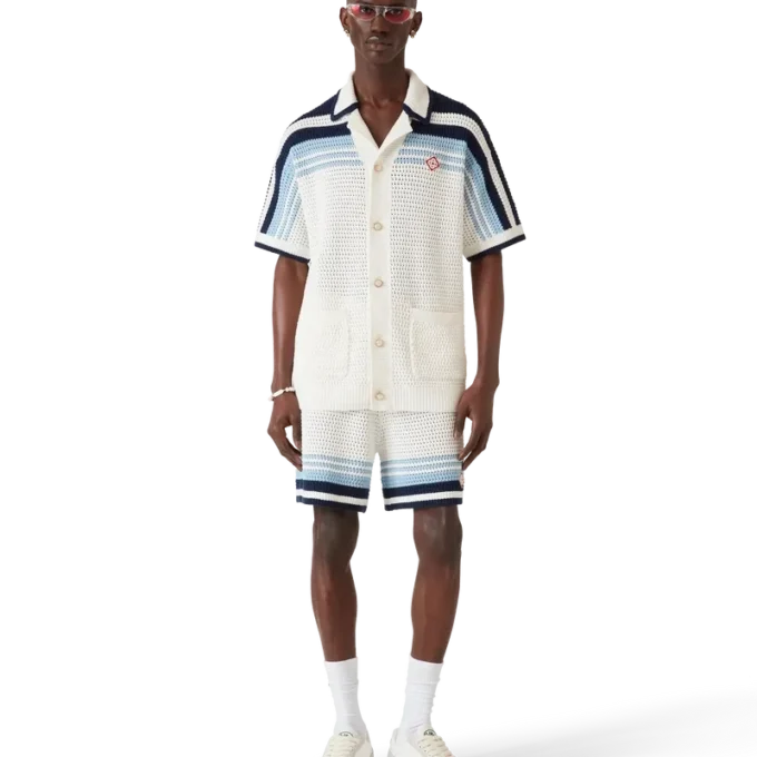 Tennis-Häkelhemd aus Baumwolle mit kurzen Ärmeln