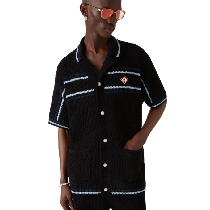 Tennis-Häkelhemd aus Baumwolle mit kurzen Ärmeln
