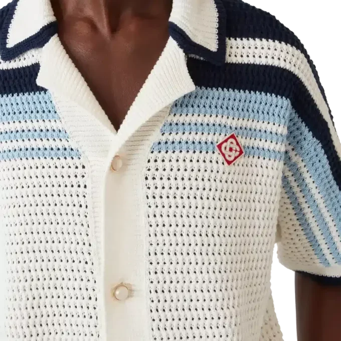 Tennis-Häkelhemd aus Baumwolle mit kurzen Ärmeln