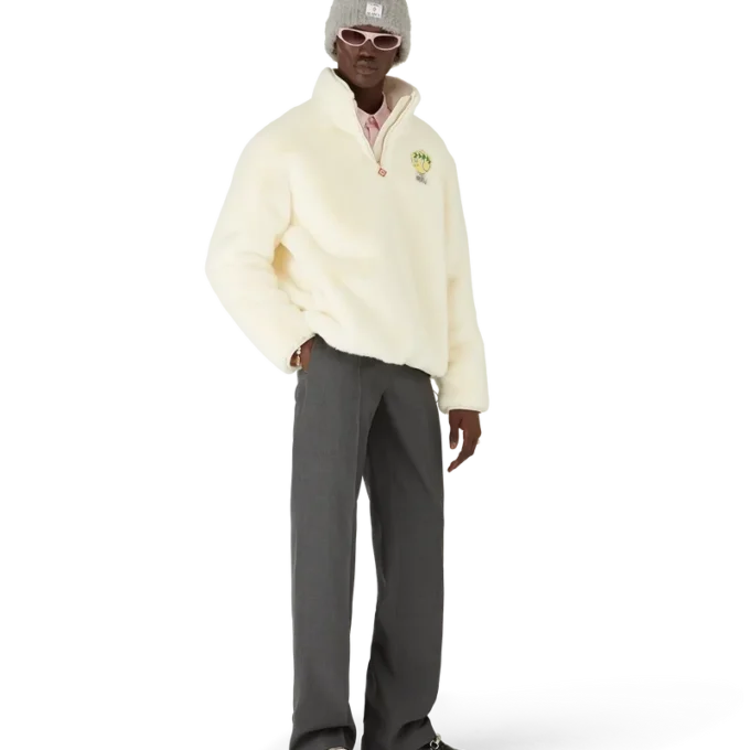 Tennis-Maskottchen-Jacke mit Viertelreißverschluss und Kunstfell