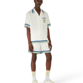 Tennis-Maskottchen-Kurzarm-Shorts aus Seidentwill