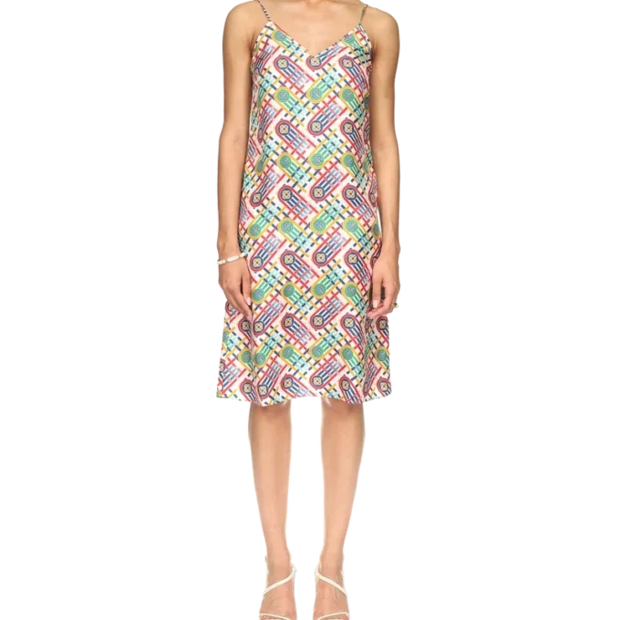 Tennis Monogram Seiden-Slipkleid