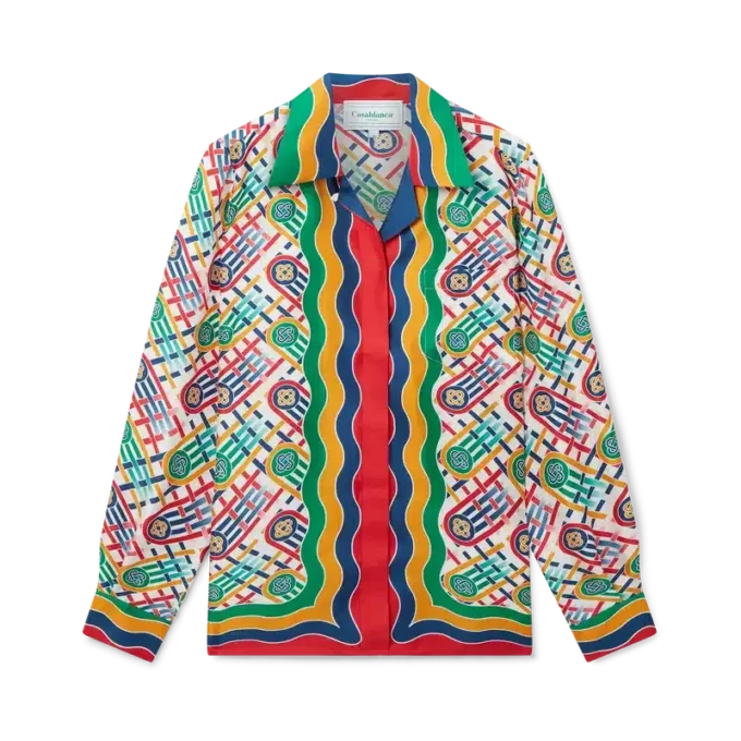 Tennis-Monogramm-Seidenhemd