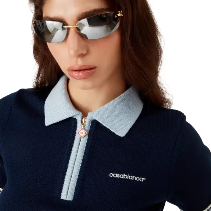 Tennis-Poloshirt aus Merinostrick