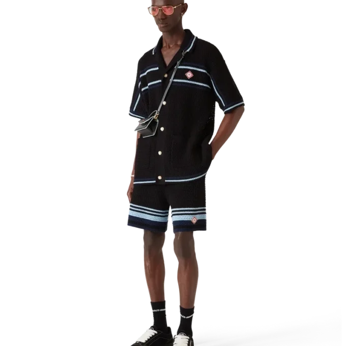 Tennis-Shorts aus Baumwoll-Häkelstoff