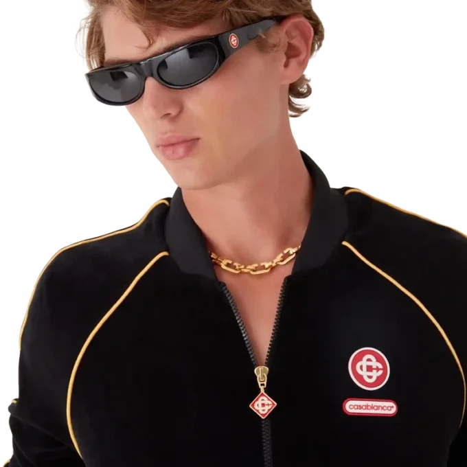 Trainingsjacke aus Velours mit Farbverlaufspaspel