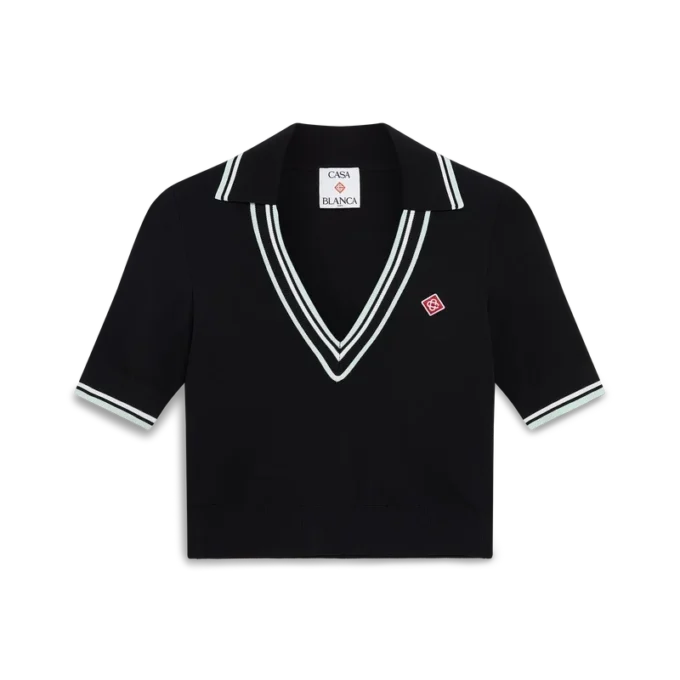 Viskose-Poloshirt mit V-Ausschnitt