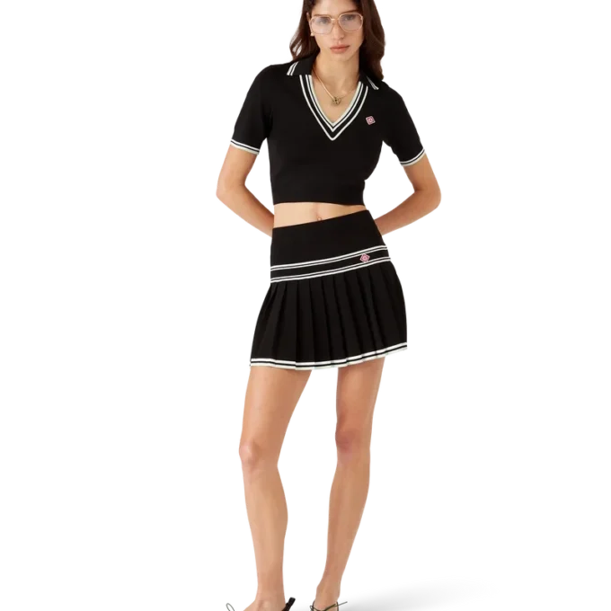 Viskose-Poloshirt mit V-Ausschnitt