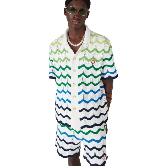 Wave Kurzarm-Strickhemd mit Shorts