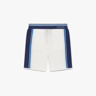 Weiß-blau gestreifte Mesh-Shorts
