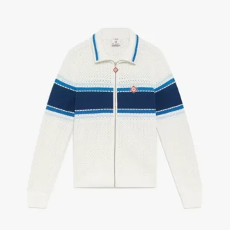 Weiß-blau gestreifte Mesh-Trainingsjacke