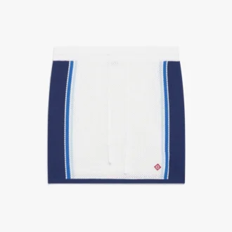 Weiß-blau gestreifter Mesh-Minirock