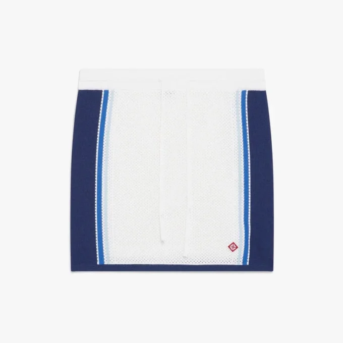 Weiß-blau gestreifter Mesh-Minirock