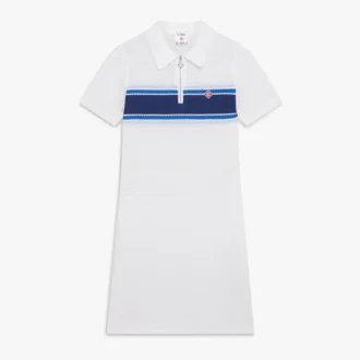 Weiß-blau gestreiftes Midi-Kleid aus Mesh